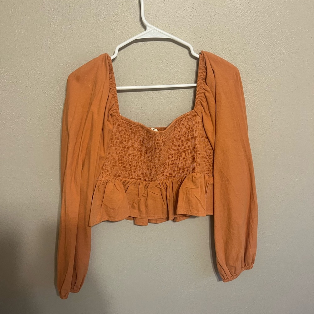 La Hearts Terracotta Smocked Blouse
